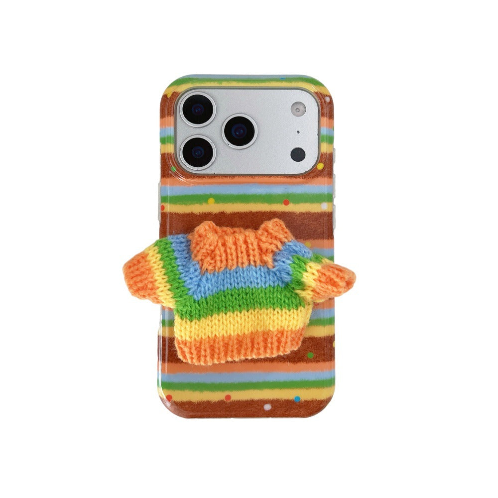 Striped 3D Sweater Phone Case For 14 Pro
