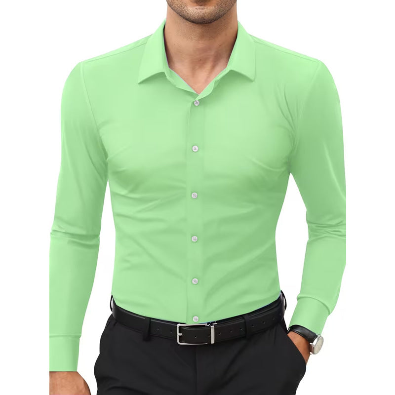 Stretch White Button-Down Mens Plus-Size Shirt