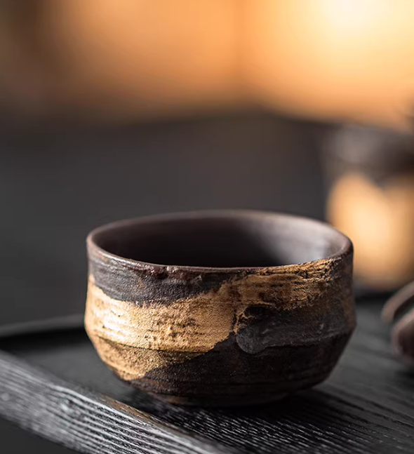 Gold-inlaid Wood-fired Teacup Kiln-transformation Style Vintage For Home Use Japanese-style