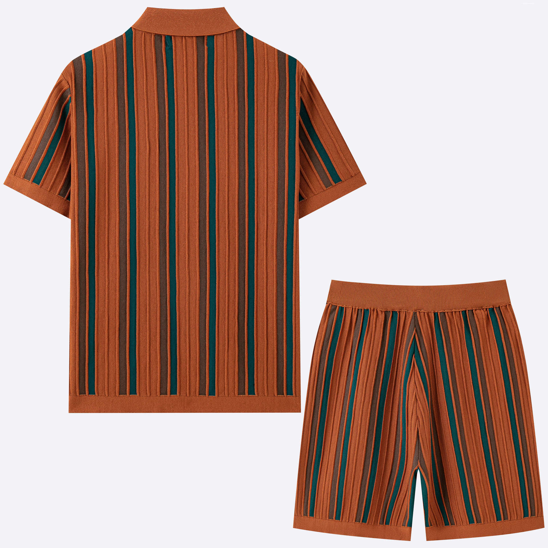 Men's Casual Short-Sleeve Knitted Two-Piece Set