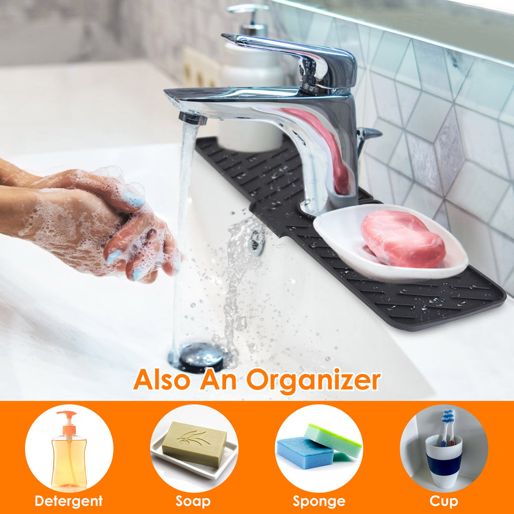 1Pc Silicone Faucet Mat Kitchen Sink Splash Guard Drain Mat Drying Pad Kitchen Mat Bathroom Drip Catcher