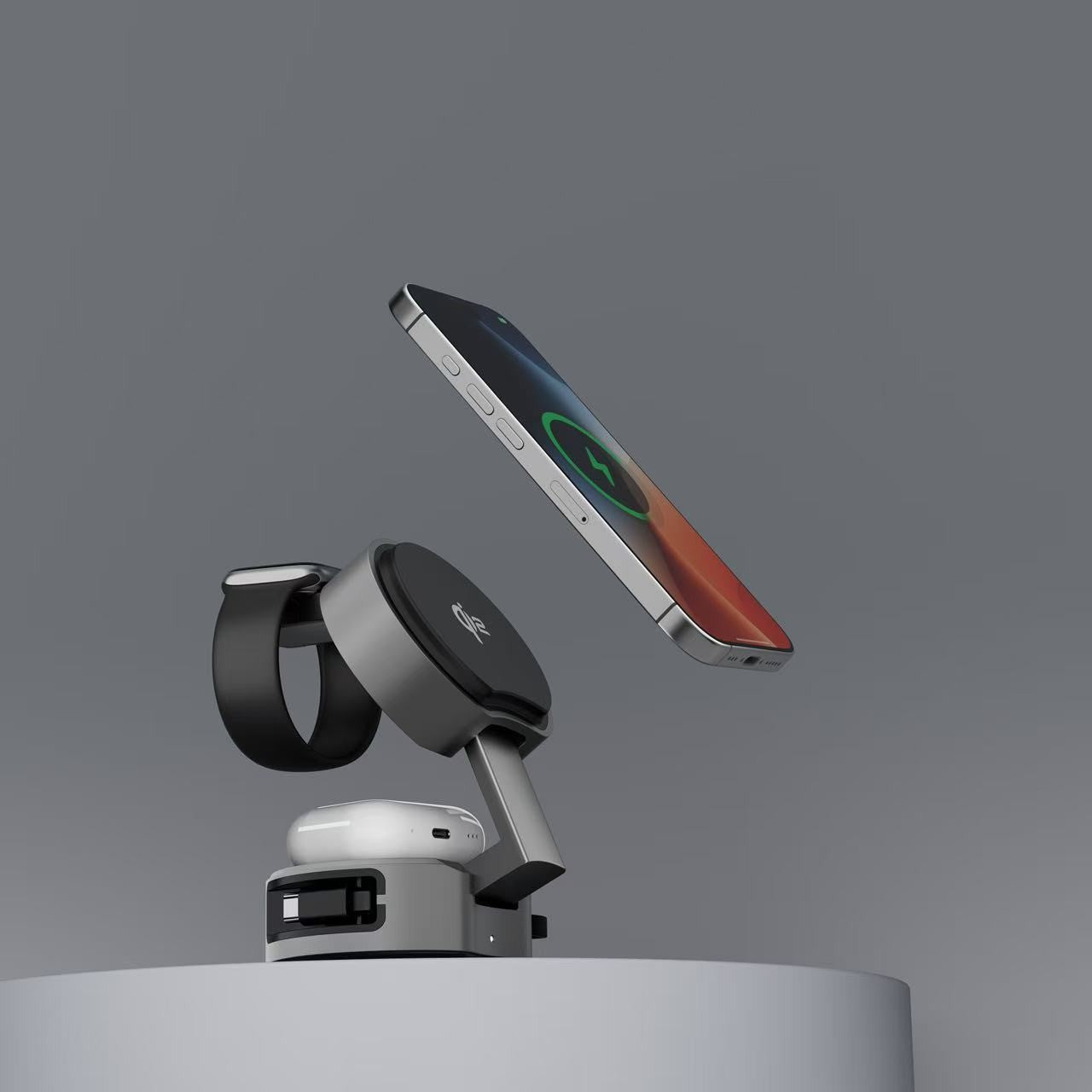 3-in-1 Retractable Cable Wireless Charger