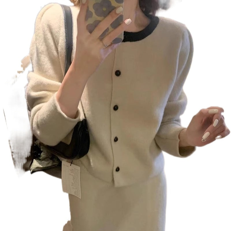 Sweater High-Waisted Slimming Skirt Set For Women