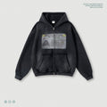 Mens Printed Ripped Zip-Up Hoodie Cardigan Coat