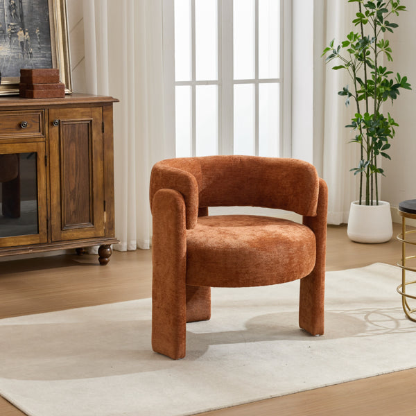 Modern Accent Chair, Contemporary Boucle Fabric Accent Armchair Comfy Upholstered Leisure Single Sofa Chair For Living Room Bedroom Apartment Office- Orange