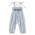 Girls' Bow-Knot Suspender Jumpsuit Long Style