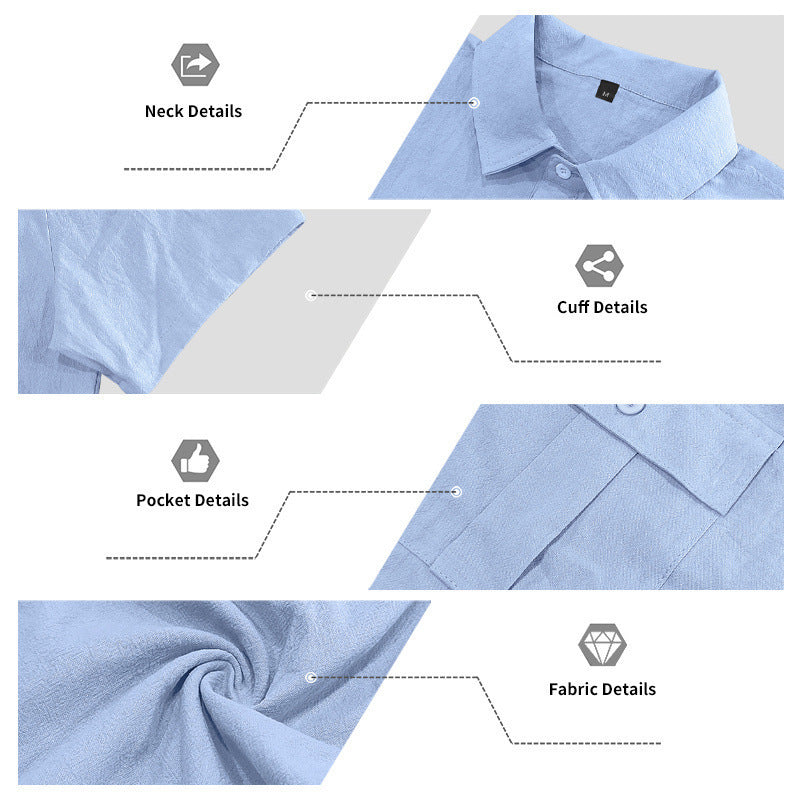 Men's Lapel Shirt And Multi-Pocket Shorts Set