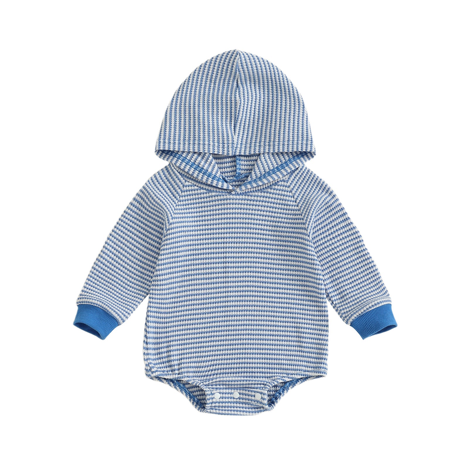 Soft And Comfortable Long-sleeve Waffle-striped Hooded Onesie