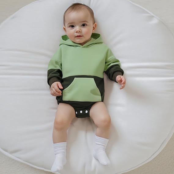Long-sleeve Color-block Hooded Onesie