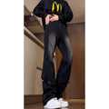Men's Loose Straight-Leg Wide-Leg Patchwork Flared Workwear Jeans