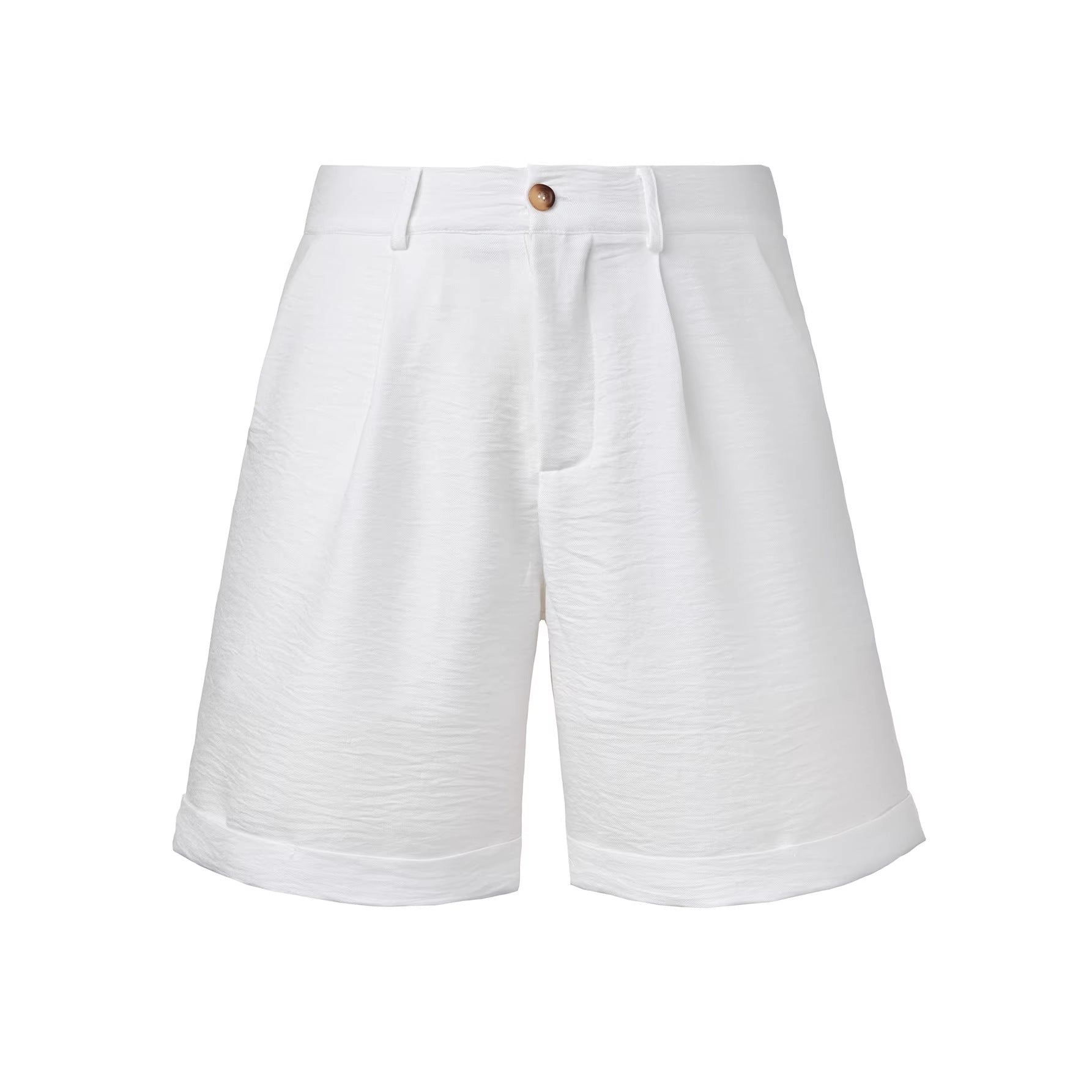 Men's Casual Resort-Style White Button-Fly Shorts