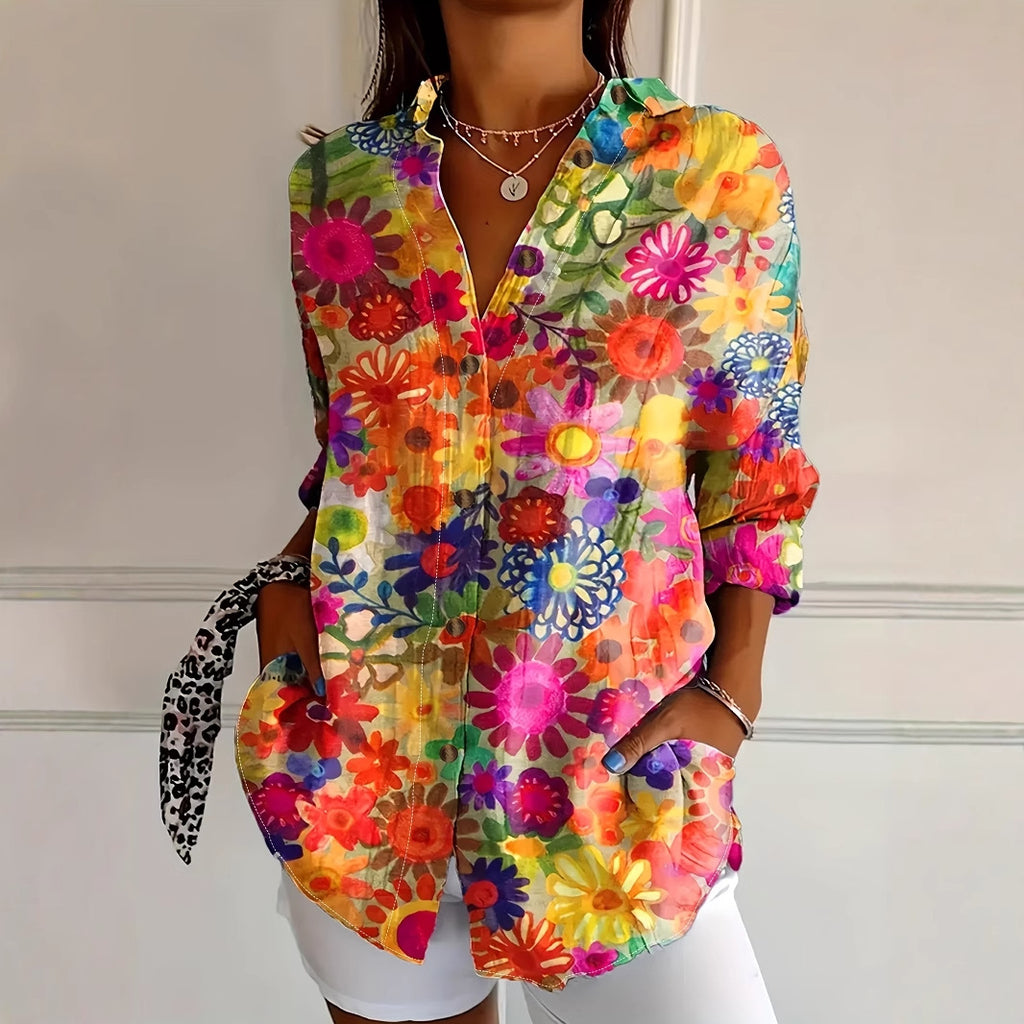 Printed Long-Sleeve Casual Womens Shirt