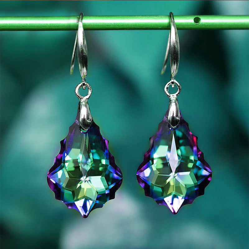 Women's S925 Silver Needle Colorful Crystal Earrings