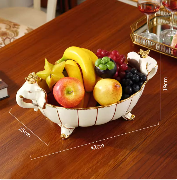 Luxury Fruit Platter European-Style Fruit Bowl Ceramic Decorative Fruit Basin Living Room Coffee Table Ornament