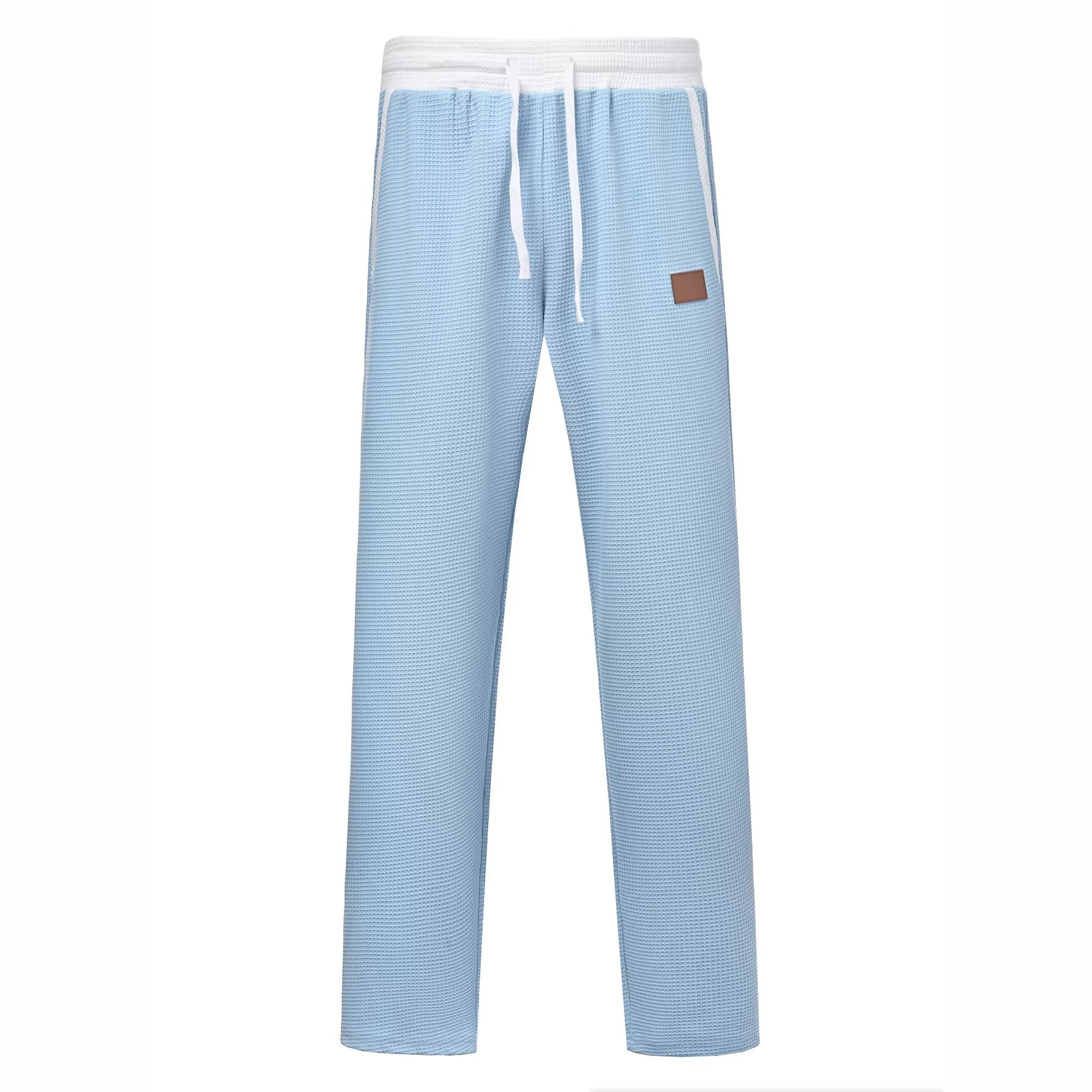 Men's Color-Block Waffle-Weave Casual Straight-Leg Pants