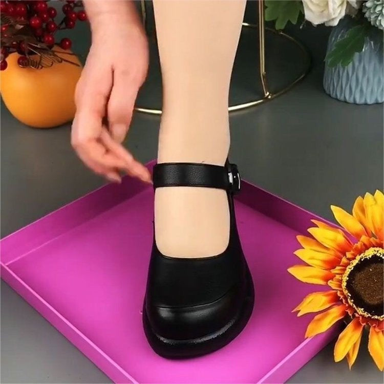 Women's Soft Leather Thick-soled Low-cut Shoes