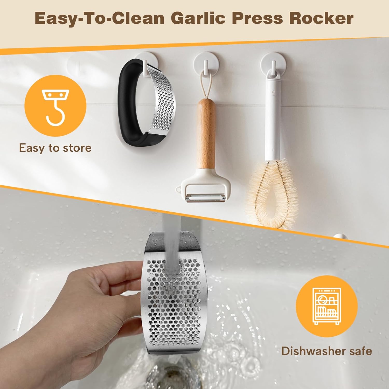 304 Stainless Steel Garlic Press Rocker  Ergonomic Garlic Mincer, Crusher, And Grinder With Comfortable Grip For Kitchen, Home, And Cooking
