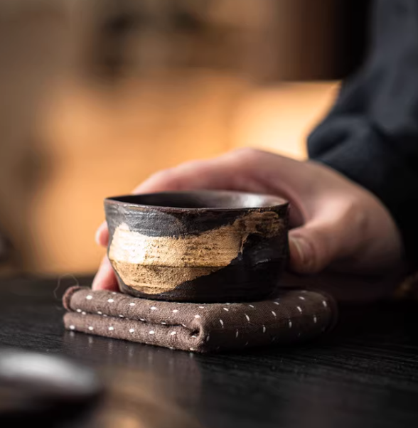 Gold-inlaid Wood-fired Teacup Kiln-transformation Style Vintage For Home Use Japanese-style