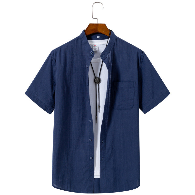 Men's Breathable Bamboo-Loop Cotton Short-Sleeve Shirt