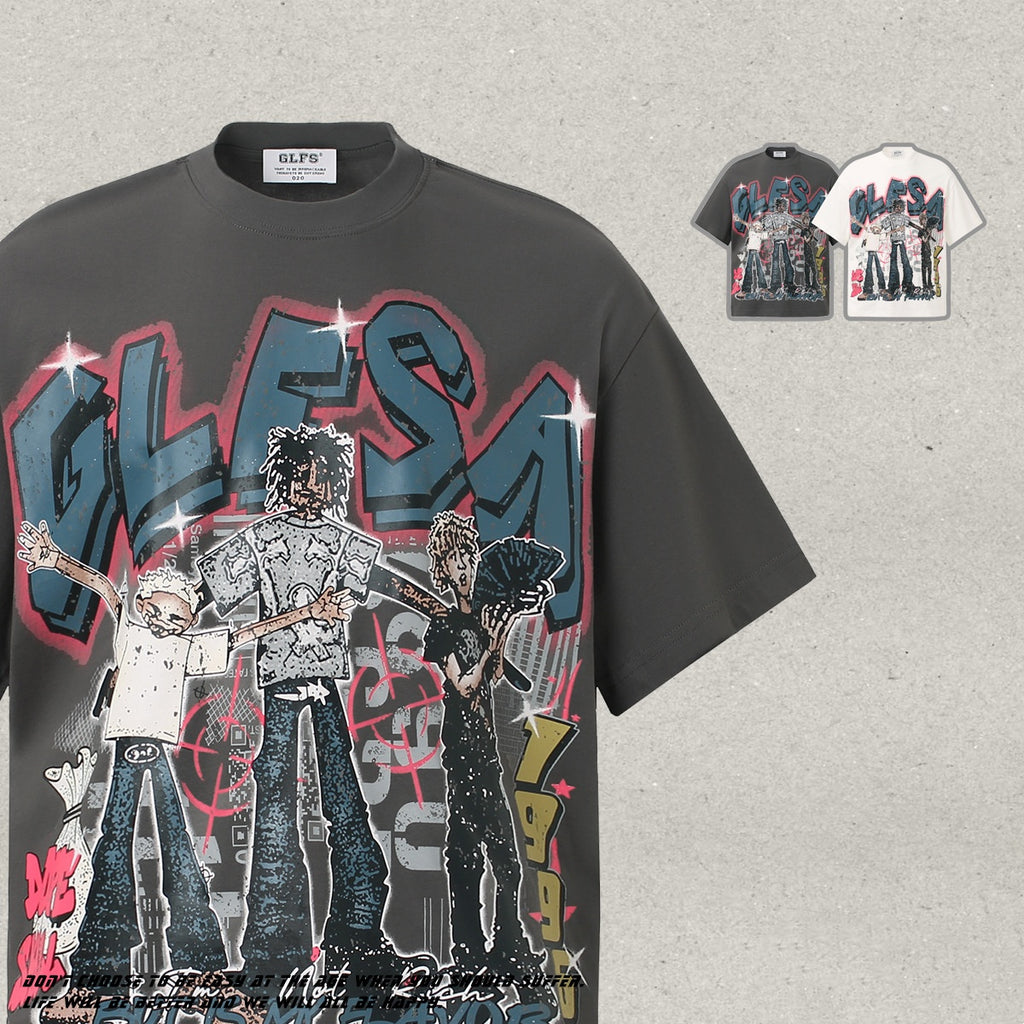 Street Dance Trendy All-Match Men's Pure Cotton Short-Sleeve