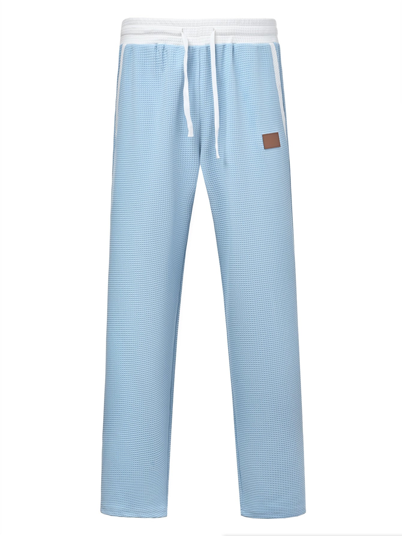 Men's Color-Block Waffle-Weave Casual Straight-Leg Pants