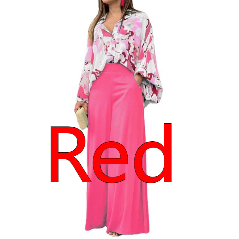 Fashionable Printed Wide-leg Pants