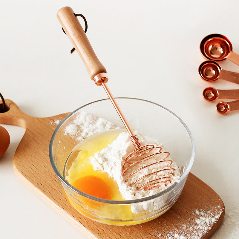 Kitchen Household Stainless Steel Solid Wood Handle Manual Mixer