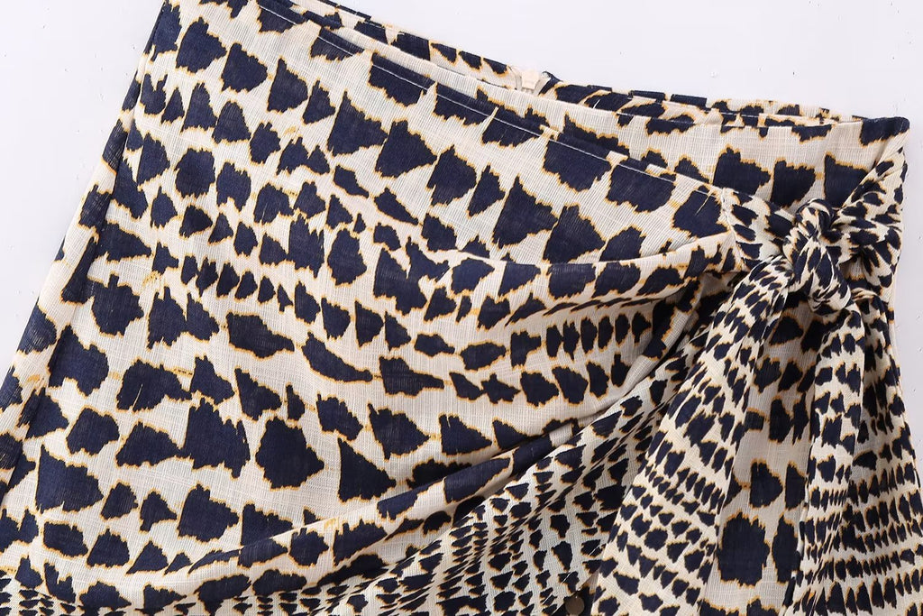 American-style Women's Double-breasted Printed Dress