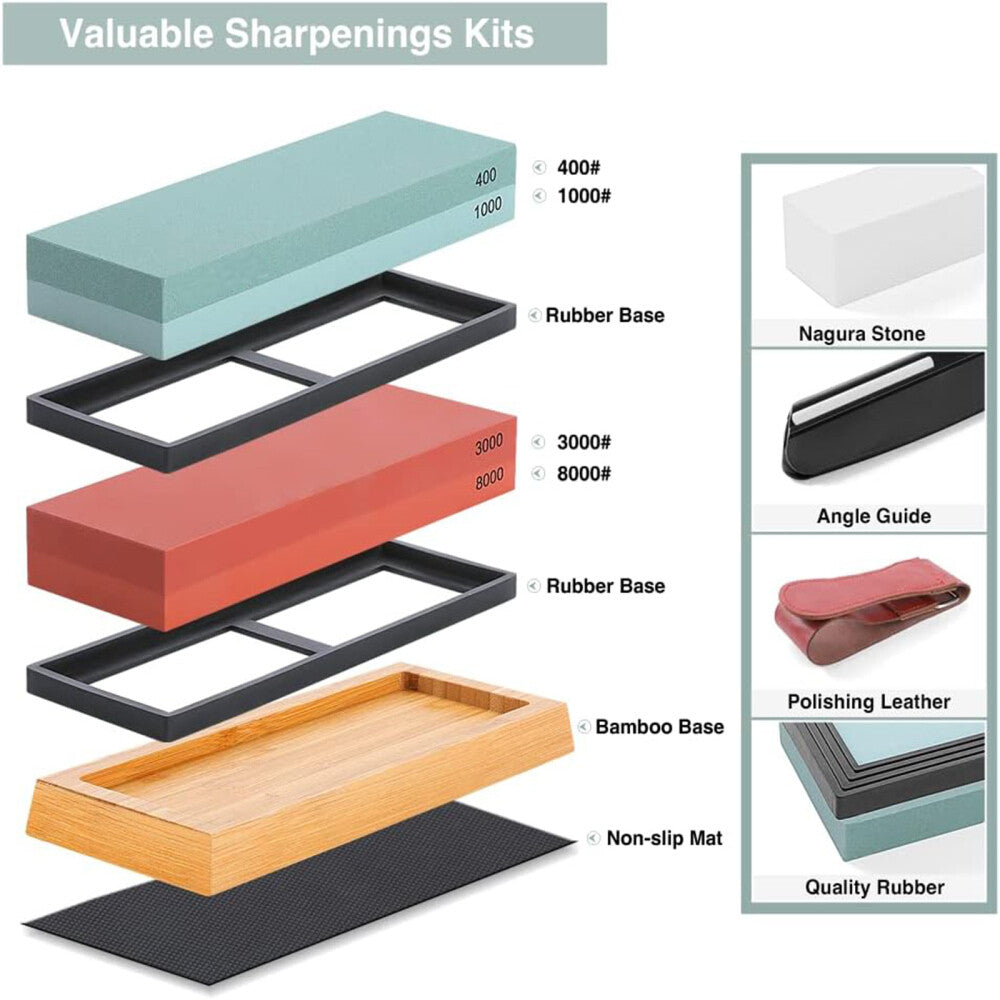 Knife Sharpening Stone Kit 4001000 30008000 Grit Double Sided Whetstone WBase