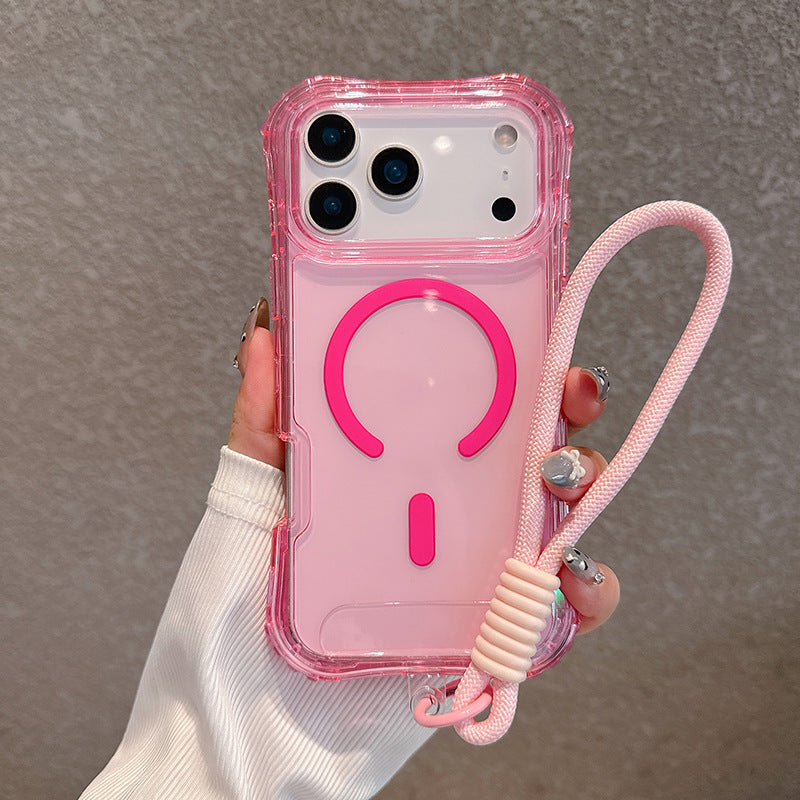Phone Case With Colored Border 3-in-1 Drop-resistant Magnetic Protective Cover