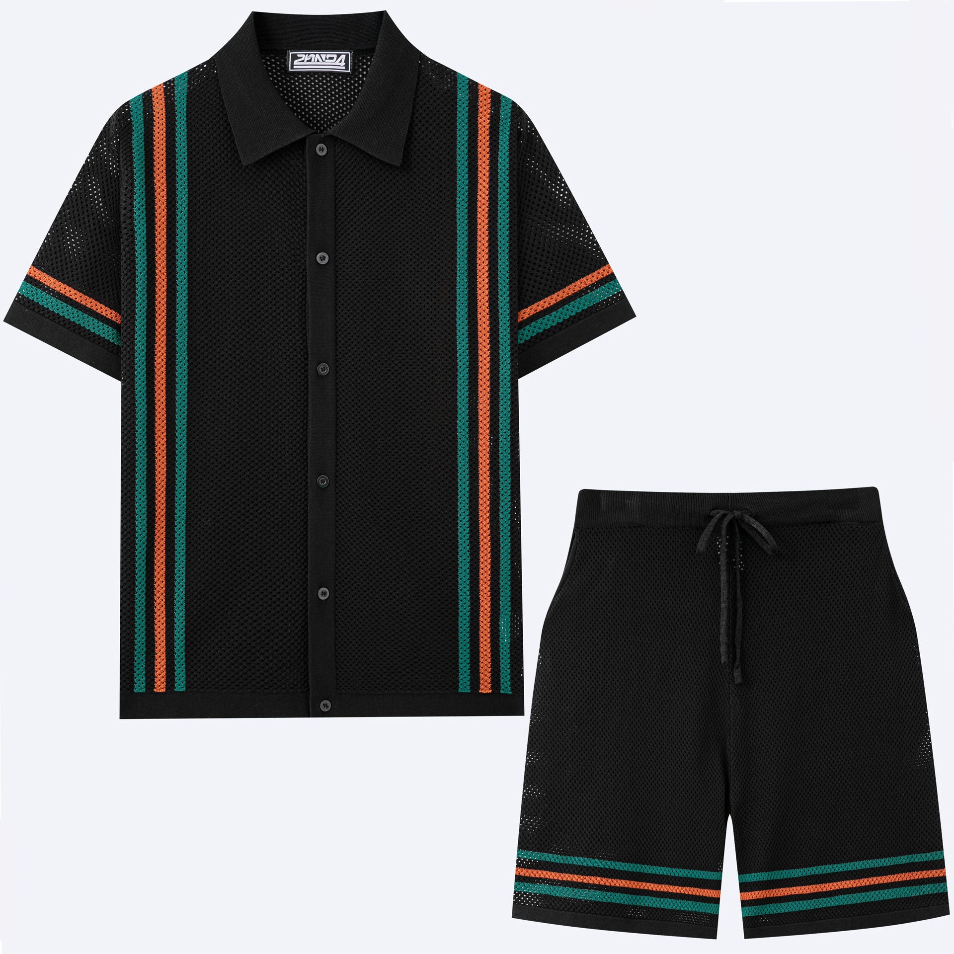 Men's Hollow-Out Short-Sleeve Knitted Sweater Set