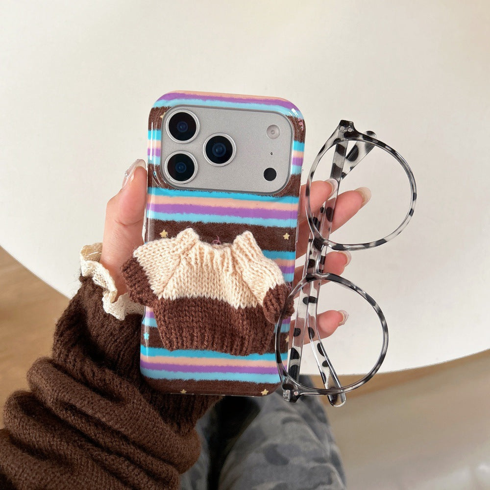 Striped 3D Sweater Phone Case For 14 Pro
