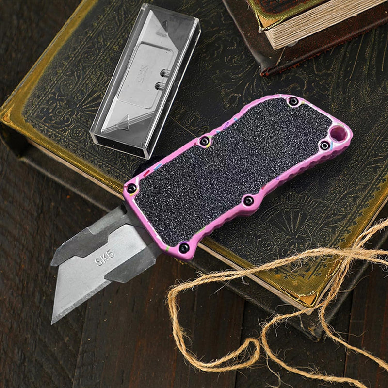 Aluminum Retractable Multi-Purpose Knife, Includes 5 SpareBlades -Quick Replacement, EDC Tool Pocket Knife