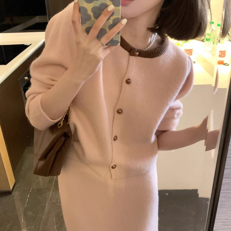 Sweater High-Waisted Slimming Skirt Set For Women