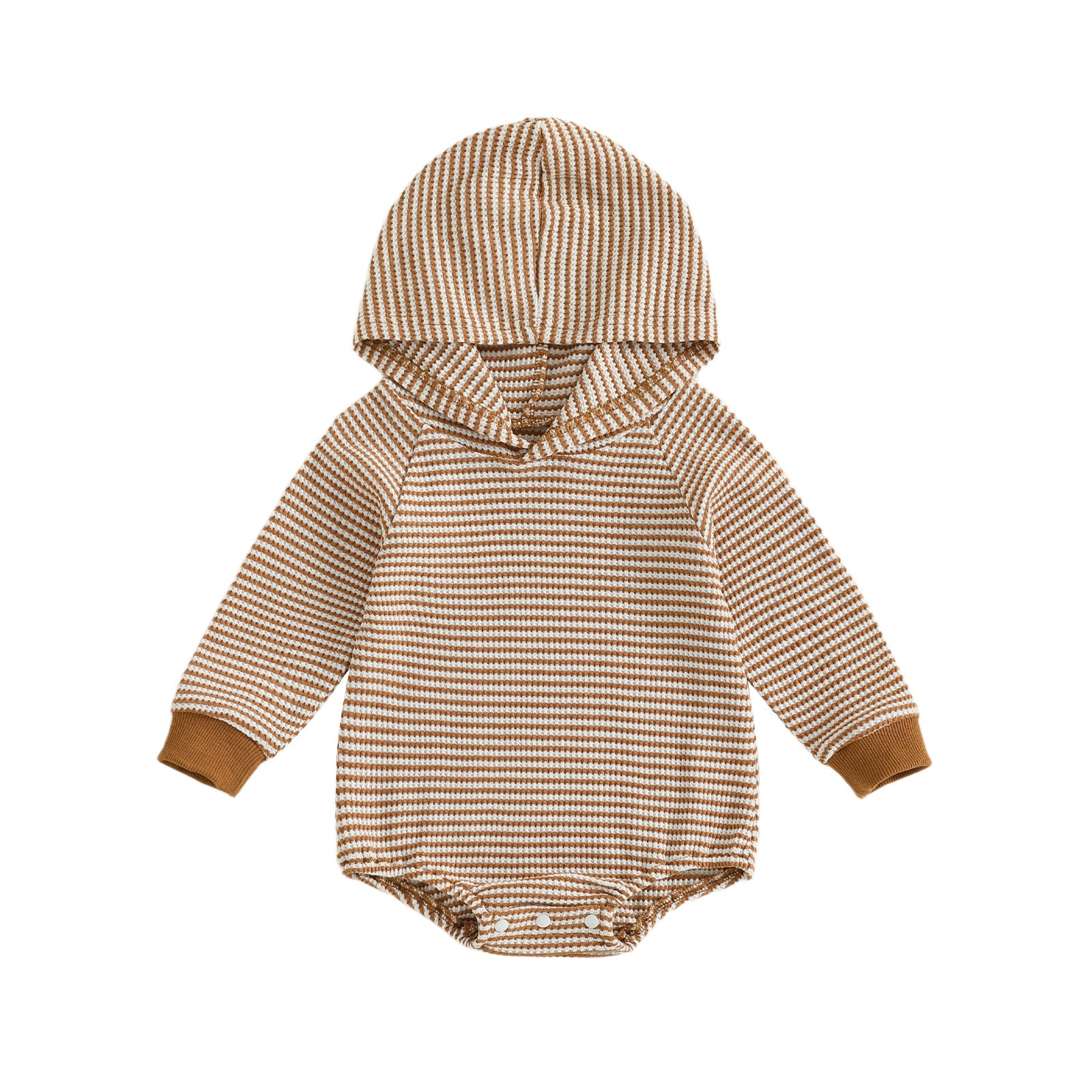 Soft And Comfortable Long-sleeve Waffle-striped Hooded Onesie
