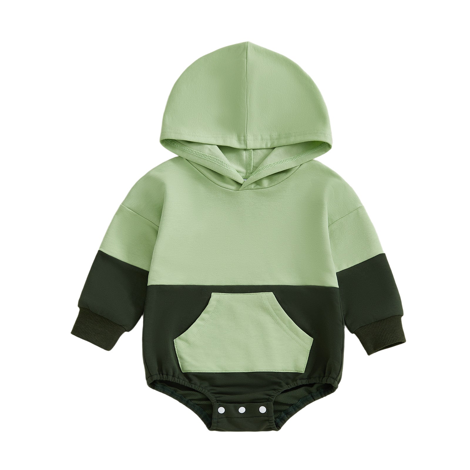 Long-sleeve Color-block Hooded Onesie
