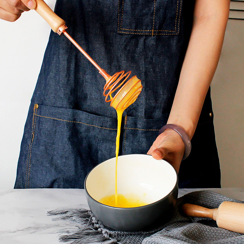 Kitchen Household Stainless Steel Solid Wood Handle Manual Mixer