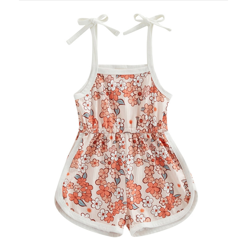 Toddler Baby Girl Clothing,floral Jumpsuit With Tie Up,jumpsuit Baby, Suspender Game Set