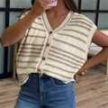 Knitted V-neck Outerwear Versatile Pullover Short-sleeve Cardigan