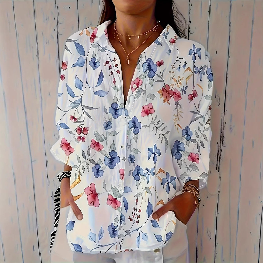 Printed Long-Sleeve Casual Womens Shirt