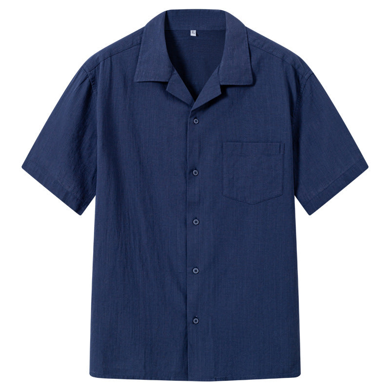 Men's Breathable Bamboo-Loop Cotton Short-Sleeve Shirt