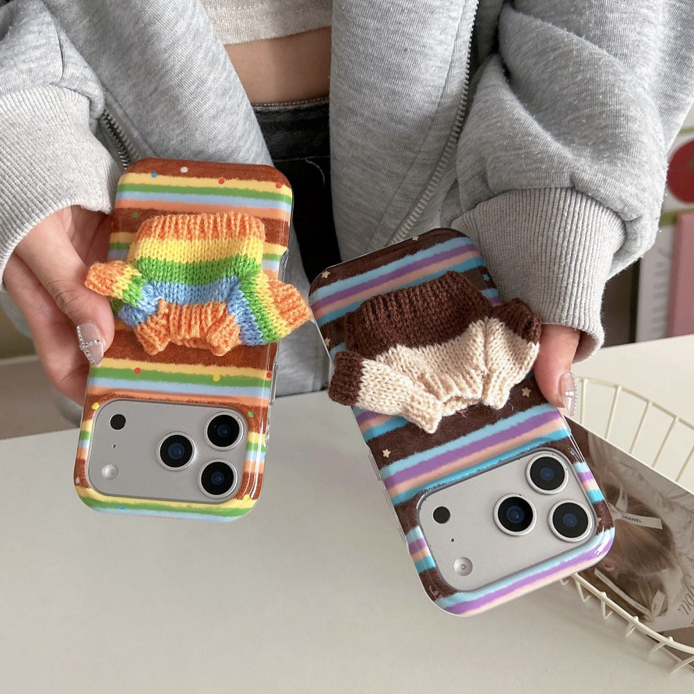 Striped 3D Sweater Phone Case For 14 Pro