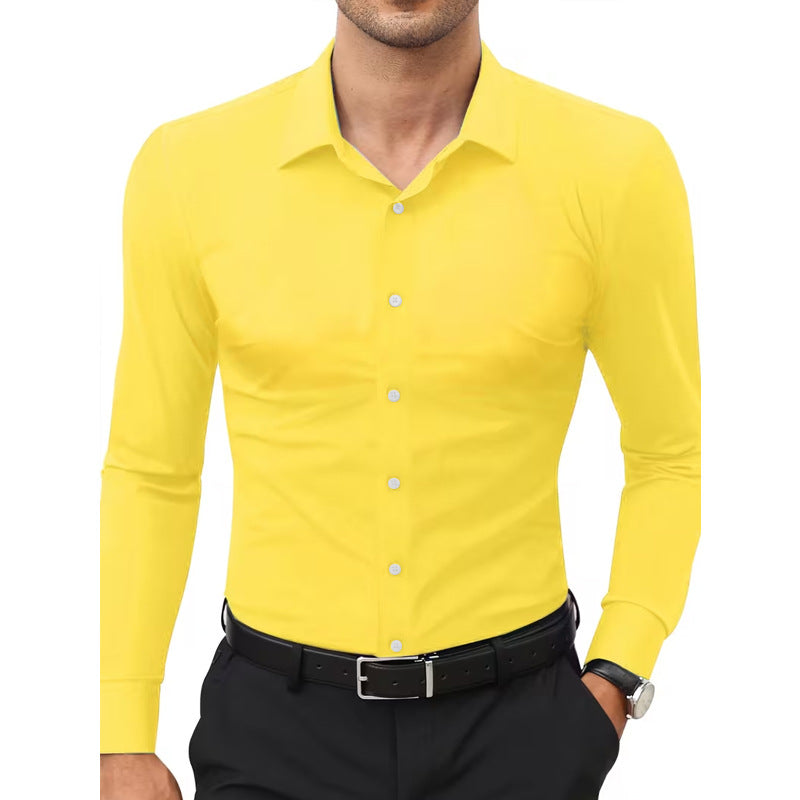 Stretch White Button-Down Mens Plus-Size Shirt