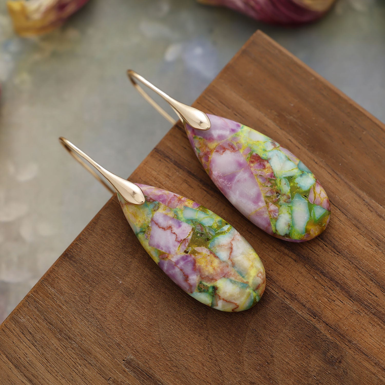 New Bohemian Emperor Stone Water Drop Earrings