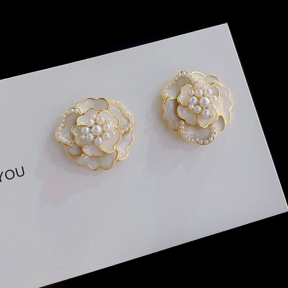 White Rose Flower Earrings