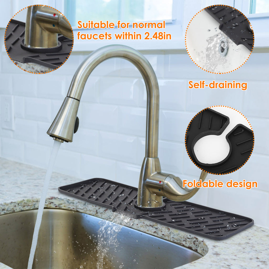 1Pc Silicone Faucet Mat Kitchen Sink Splash Guard Drain Mat Drying Pad Kitchen Mat Bathroom Drip Catcher