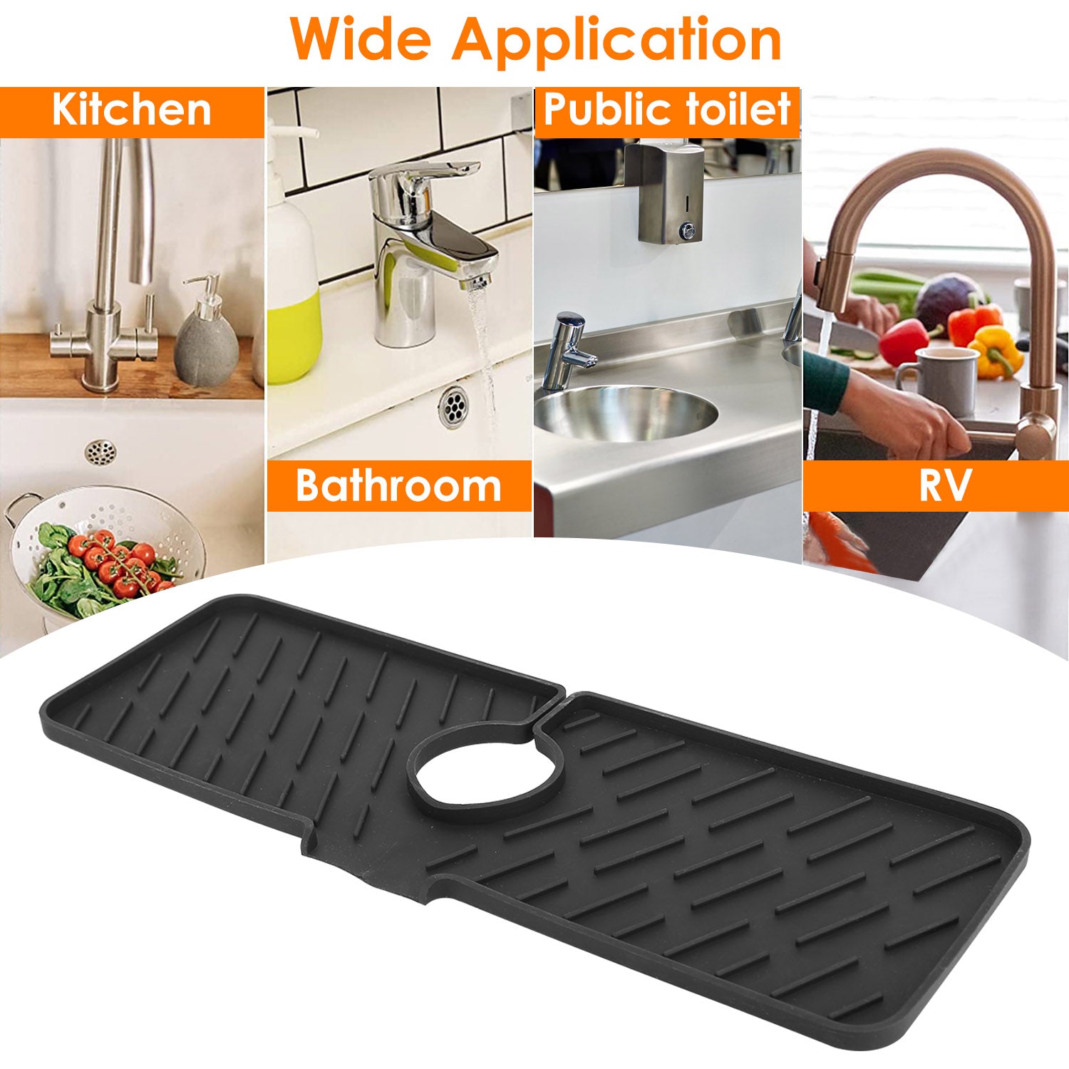 1Pc Silicone Faucet Mat Kitchen Sink Splash Guard Drain Mat Drying Pad Kitchen Mat Bathroom Drip Catcher