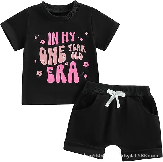 Alphabet In My One Year Old Era Short-Sleeve Top And Shorts Two-Piece Set