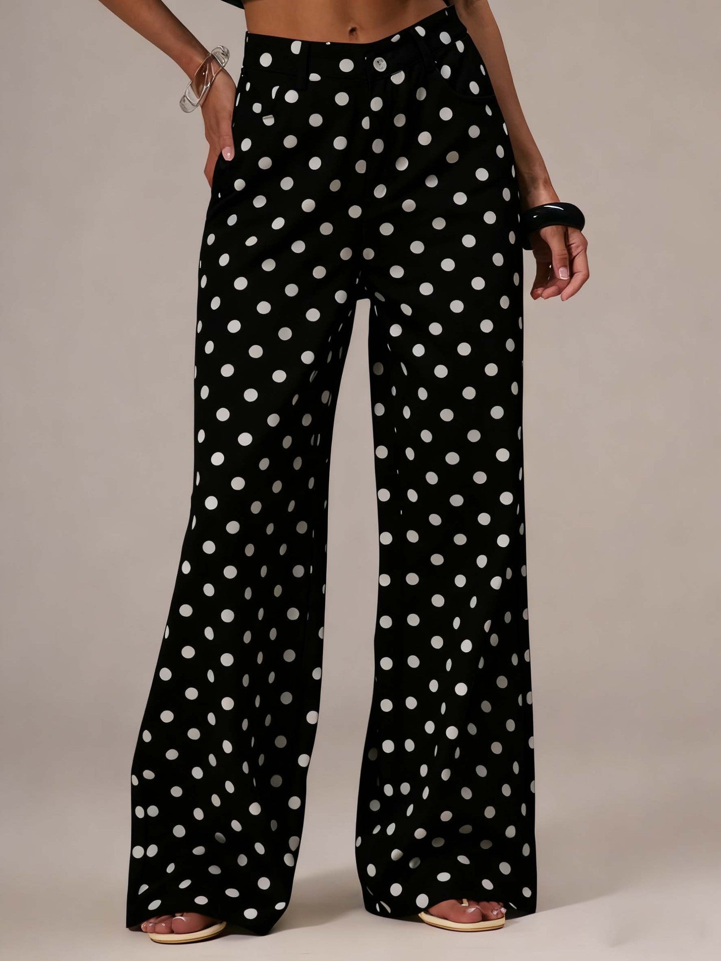 Casual Polka Dot Mid-rise Non-stretch Jeans