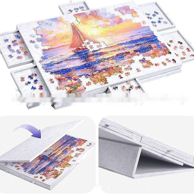 Puzzle Table Board With Bracket Cover 6 Drawers Portable Puzzle